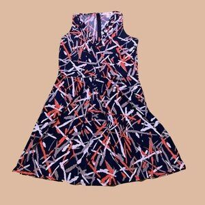 Michael Kors Dress Size Large Orange Blue Sleeveless